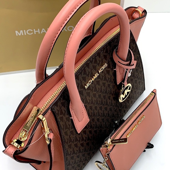 Michael Kors Avril Small Logo Top-Zip Satchel and Small Wallet Coinpouch Set - Picture 5 of 16